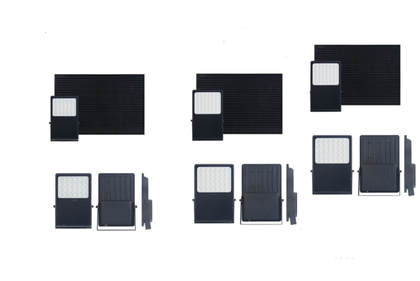 High-output LED flood light with solar-ready outdoor housing