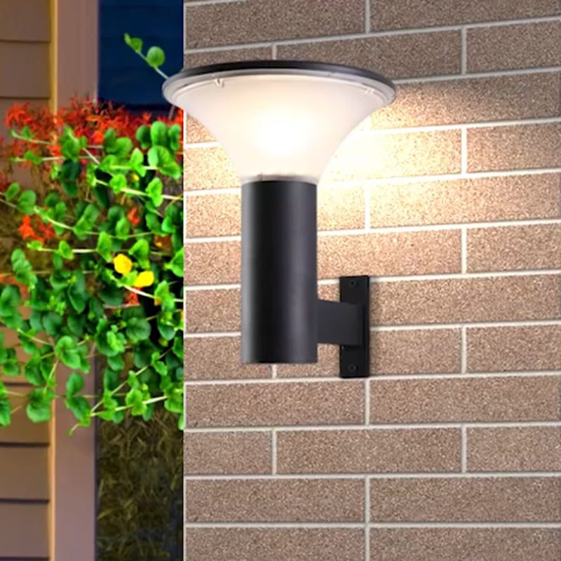 Wall-mounted solar light for building exteriors and perimeter lighting