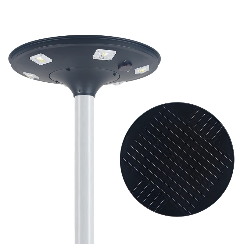 Integrated solar panel on post top garden light